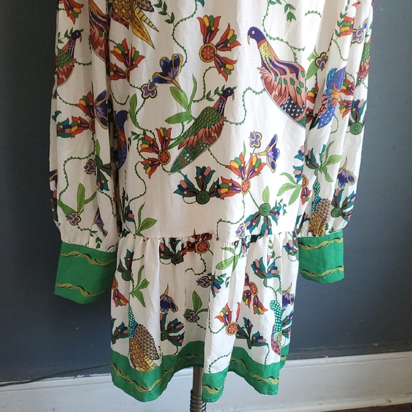 Colorful Bird  Dress/top with Green Accents - Picture 8 of 16